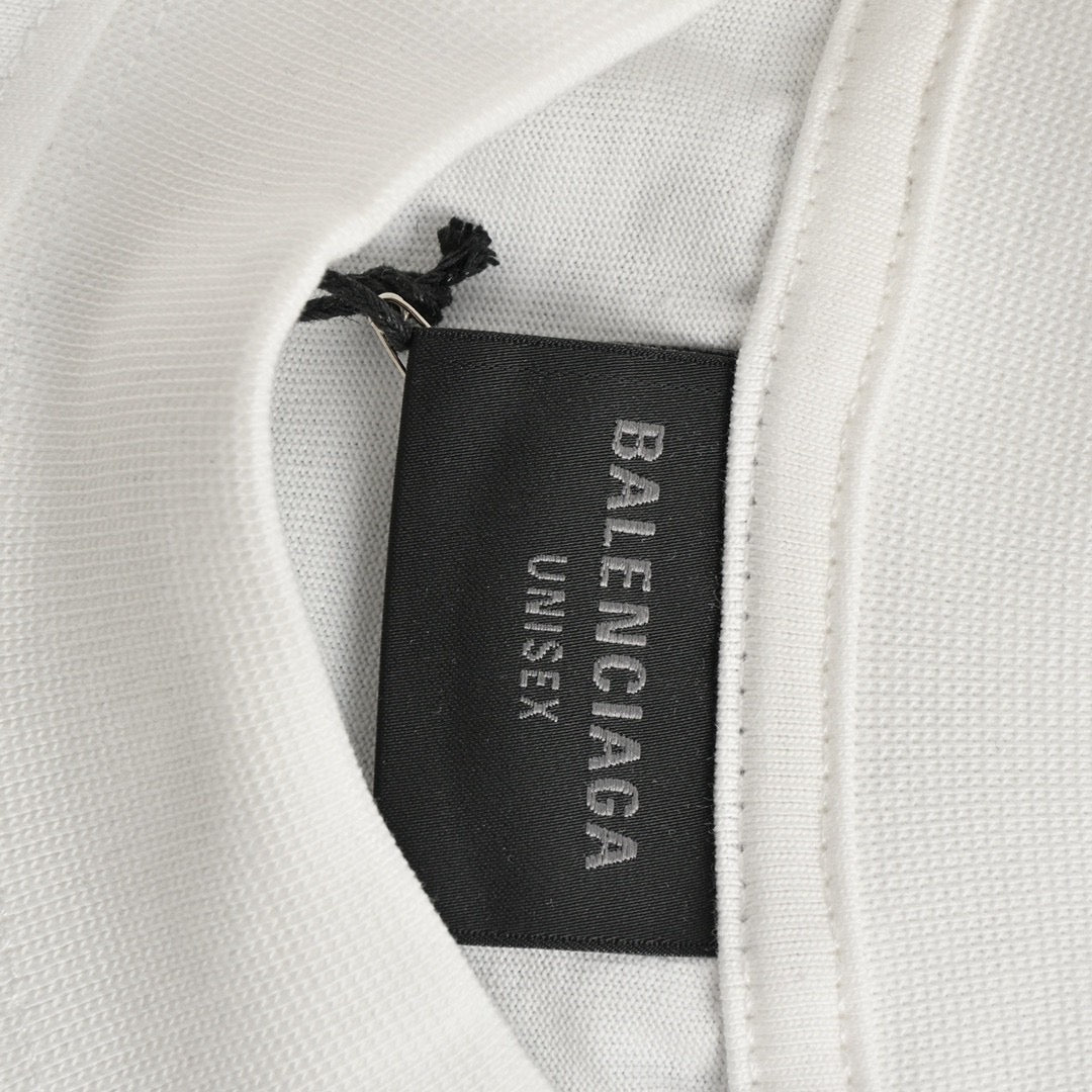 Balenciaga T-shirt With Label Detail - White Unisex Streetwear Limited Edition - <span>Minimalist design. Features a small label detail at the bottom. Made from premium fabric for