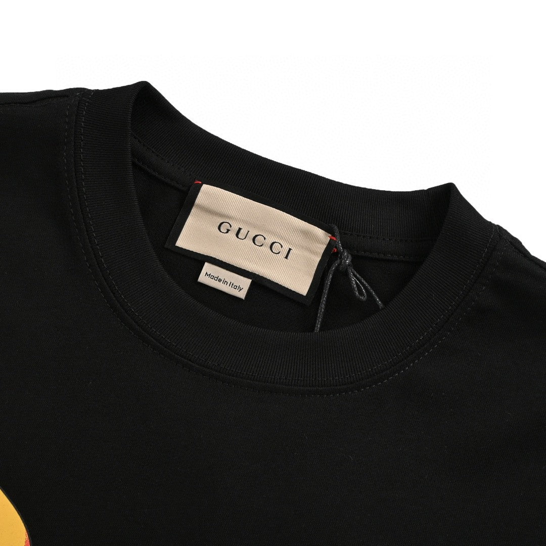 Gucci T-shirt With Dragon Cartoon - Black Unisex Streetwear Limited Edition - <span>Playful and vibrant. Features a colorful dragon cartoon. Gucci logo on the character. Made from