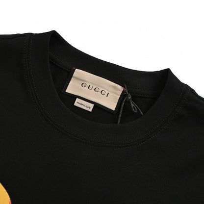 Gucci T-shirt With Dragon Cartoon - Black Unisex Streetwear Limited Edition - <span>Playful and vibrant. Features a colorful dragon cartoon. Gucci logo on the character. Made from