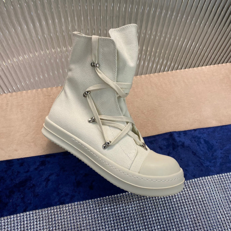 Rick Owens High-top Canvas Boots - Pants - Cream Unisex Streetwear Limited Edition - ### Rick Owens High-Top Canvas Boots - Cream Introducing the Rick Owens High-Top Canvas Boots