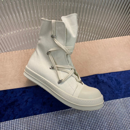 Rick Owens High-top Canvas Boots - Pants - Cream Unisex Streetwear Limited Edition - ### Rick Owens High-Top Canvas Boots - Cream Introducing the Rick Owens High-Top Canvas Boots