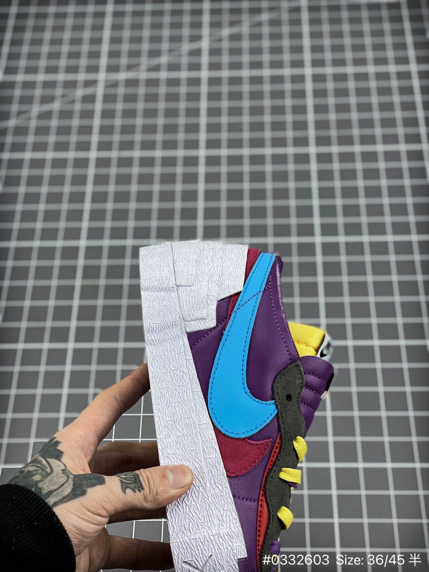 KAWS - Sacai - Nike Blazer Dusk - Purple Unisex Streetwear Limited Edition - The KAWS x Sacai x Nike Blazer 'Purple Dusk' takes the iconic Blazer silhouette to