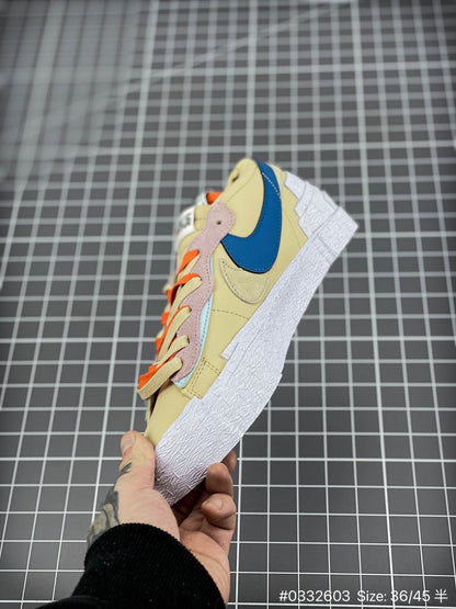 KAWS - Sacai - Nike Blazer - Red Unisex Streetwear Limited Edition - The KAWS x Sacai x Nike Blazer 'Neptune Blue' Yellow Edition delivers a bold fusion