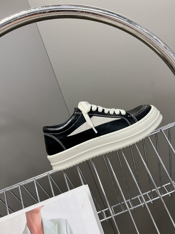 Rick Owens Low-top Sneakers - Leather - Black Unisex Streetwear Limited Edition - ### Rick Owens Low-Top Sneakers - Black Leather Discover the perfect blend of high fashion