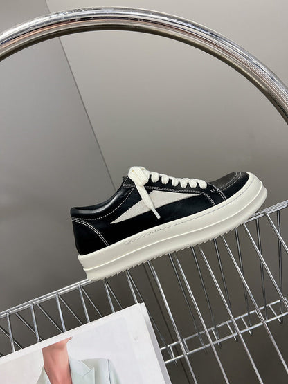 Rick Owens Low-top Sneakers - Leather - Black Unisex Streetwear Limited Edition - ### Rick Owens Low-Top Sneakers - Black Leather Discover the perfect blend of high fashion