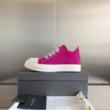 Rick Owens Suede Low-top Sneakers - Pink Unisex Streetwear Limited Edition - **Rick Owens Pink Suede Low-Top Sneakers: Bold Vibrancy and Premium Craftsmanship** Introducing the Rick Owens