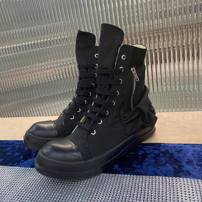 Rick Owens High-top Nylon Boots - All T-Shirt - Black Unisex Streetwear Limited Edition - ### Rick Owens High-Top Nylon Boots - All Black Introducing the Rick Owens High-Top Nylon