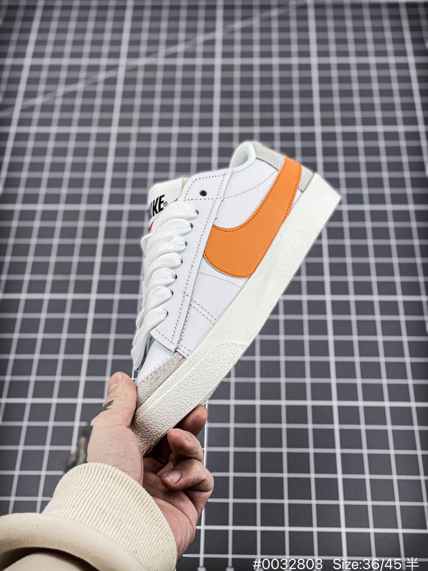 Nike Blazer Low'1977 Jumbo - White Unisex Streetwear Limited Edition - The Nike Blazer Low '1977 Jumbo Suede and Split Leather in White and Orange brings