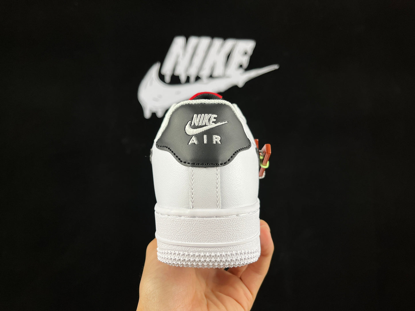 NIKE Air Force 1 Low 'white - - Red Hiking Buckle' - Black Unisex Streetwear Limited Edition - **Nike Air Force 1 Low 'White/Black/Red Hiking Buckle'** The Nike Air Force 1 Low 'White/Black/Red