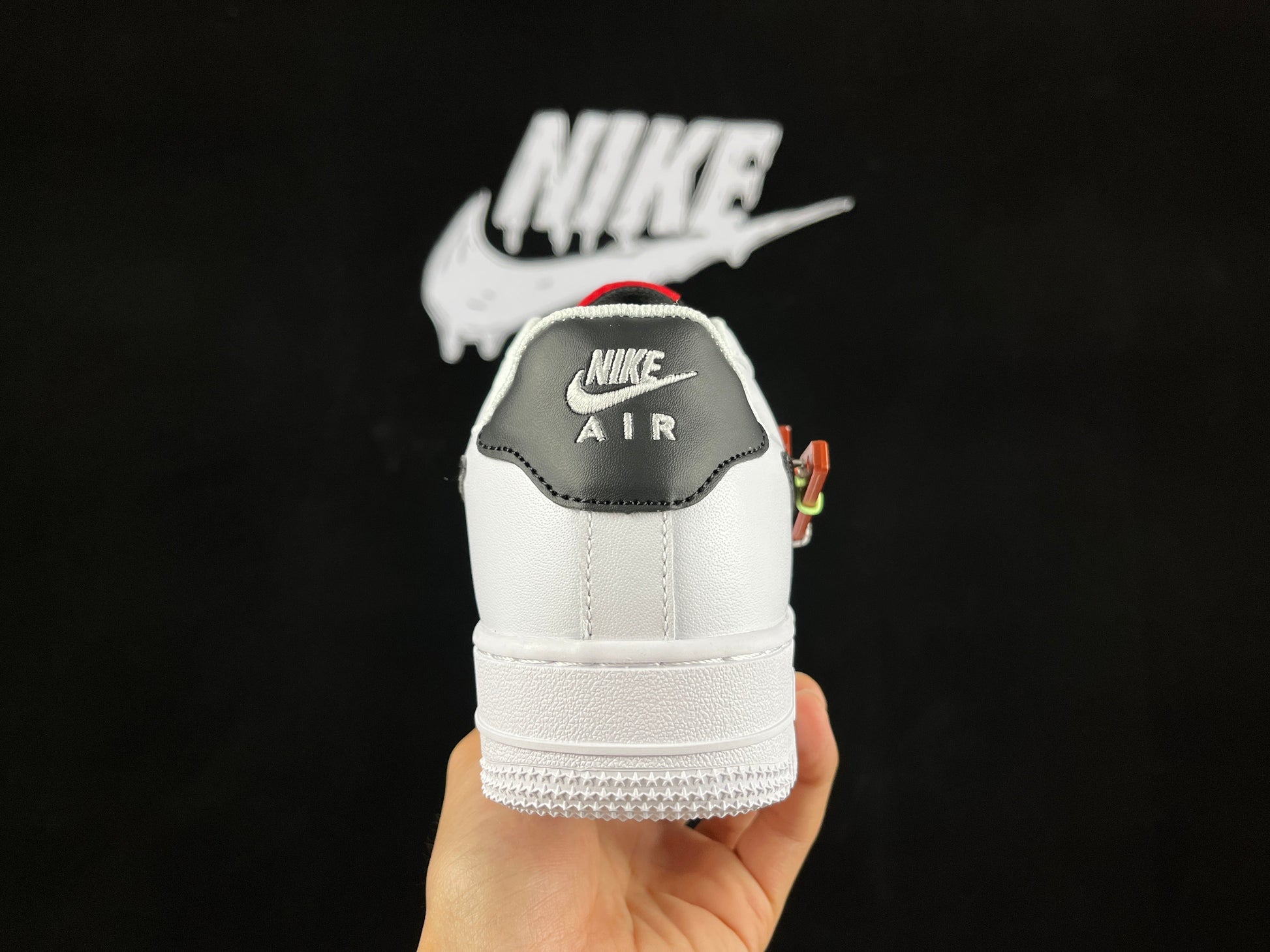 NIKE Air Force 1 Low 'white - - Red Hiking Buckle' - Black Unisex Streetwear Limited Edition - **Nike Air Force 1 Low 'White/Black/Red Hiking Buckle'** The Nike Air Force 1 Low 'White/Black/Red