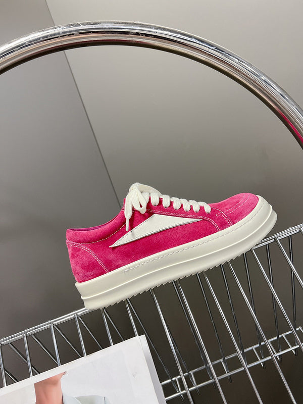 Rick Owens Low-top Sneakers - Suede - Pink Unisex Streetwear Limited Edition - ### Rick Owens Low-Top Sneakers - Pink Suede Elevate your footwear collection with these eye-catching