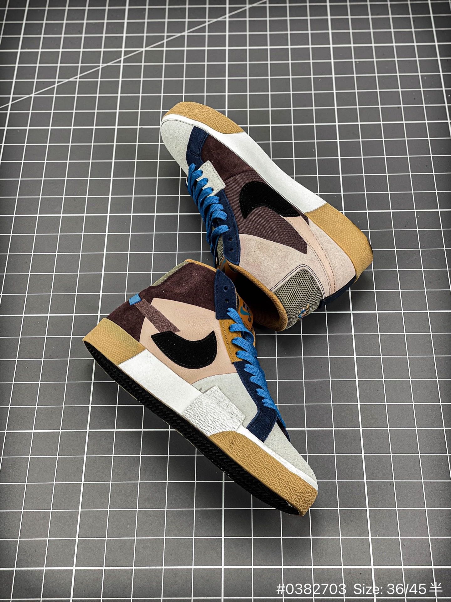Nike Blazer Mid'1977 - Black Unisex Streetwear Limited Edition - The Nike Blazer High-Top '1977 'Mismatched Swoosh' in Grey and Black offers a bold and