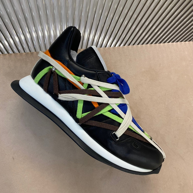 Multicolor Wrap-lace Sneakers - Black Unisex Streetwear Limited Edition - **Multicolor Wrap-Lace Sneakers** Unleash your bold fashion sense with these multicolor wrap-lace sneakers. Designed for