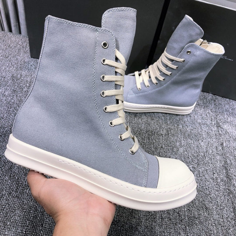 High-Top Canvas Sneakers - Grey Unisex Streetwear Limited Edition - **High-Top Grey Canvas Sneakers** Step into style and comfort with these high-top grey canvas sneakers.