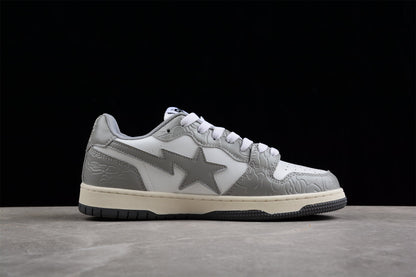BAPE Sta Low-top Sneakers In And Gray - White Unisex Streetwear Limited Edition - **BAPE STA Low-Top Sneakers in White and Gray** Introducing the BAPE STA Low-Top Sneakers in