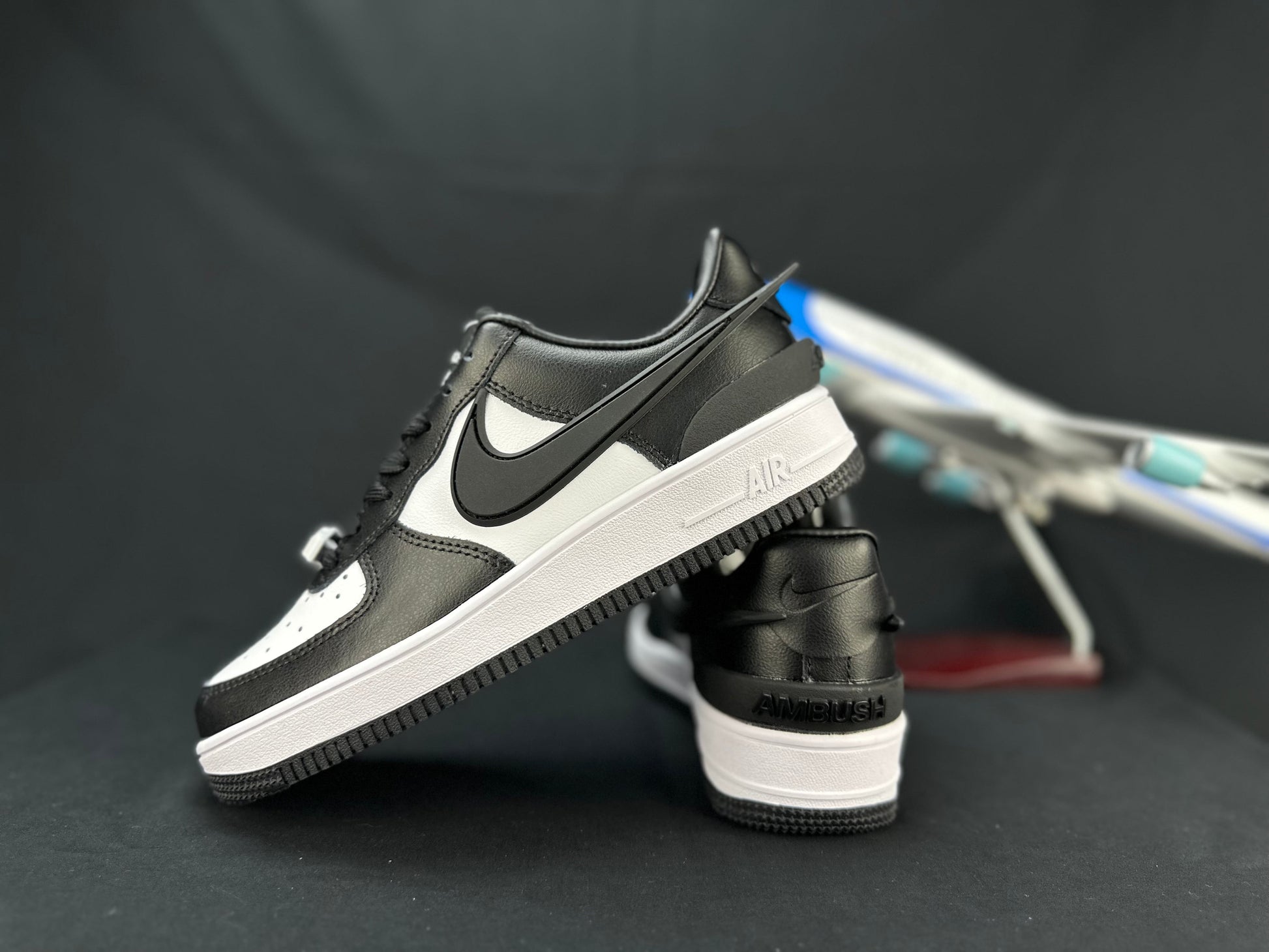 NIKE Air Force 1 'big Swoosh Panda' - Black Unisex Streetwear Limited Edition - **Nike Air Force 1 'Big Swoosh Panda'** The Nike Air Force 1 'Big Swoosh Panda'