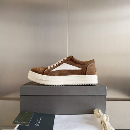 Rick Owens Suede Low-top Sneakers - Brown Unisex Streetwear Limited Edition - **Rick Owens Brown Suede Low-Top Sneakers: Timeless Elegance and Superior Craftsmanship** Introducing the Rick Owens