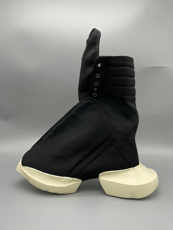 Rick Owens High-top Canvas Boots Jacket - Black Unisex Streetwear Limited Edition - **Rick Owens Black High-Top Canvas Boots: Avant-Garde Elegance** Discover the epitome of avant-garde fashion with