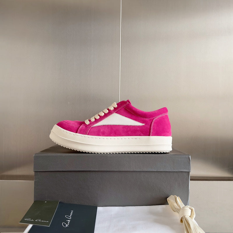 Rick Owens Suede Low-top Sneakers - Pink Unisex Streetwear Limited Edition - **Rick Owens Pink Suede Low-Top Sneakers: Bold Vibrancy and Superior Craftsmanship** Introducing the Rick Owens