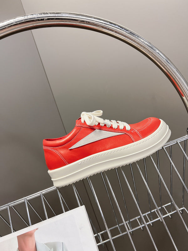 Rick Owens Low-top Sneakers - Leather - Red Unisex Streetwear Limited Edition - ### Rick Owens Low-Top Sneakers - Red Leather Introducing the Rick Owens Low-Top Sneakers in