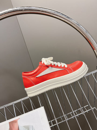 Rick Owens Low-top Sneakers - Leather - Red Unisex Streetwear Limited Edition - ### Rick Owens Low-Top Sneakers - Red Leather Introducing the Rick Owens Low-Top Sneakers in