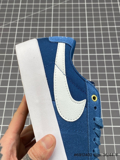 Nike Blazer Low'1977 Sb Gt - White Unisex Streetwear Limited Edition - The Nike Blazer Low '1977 SB GT in Blue and White is a versatile sneaker