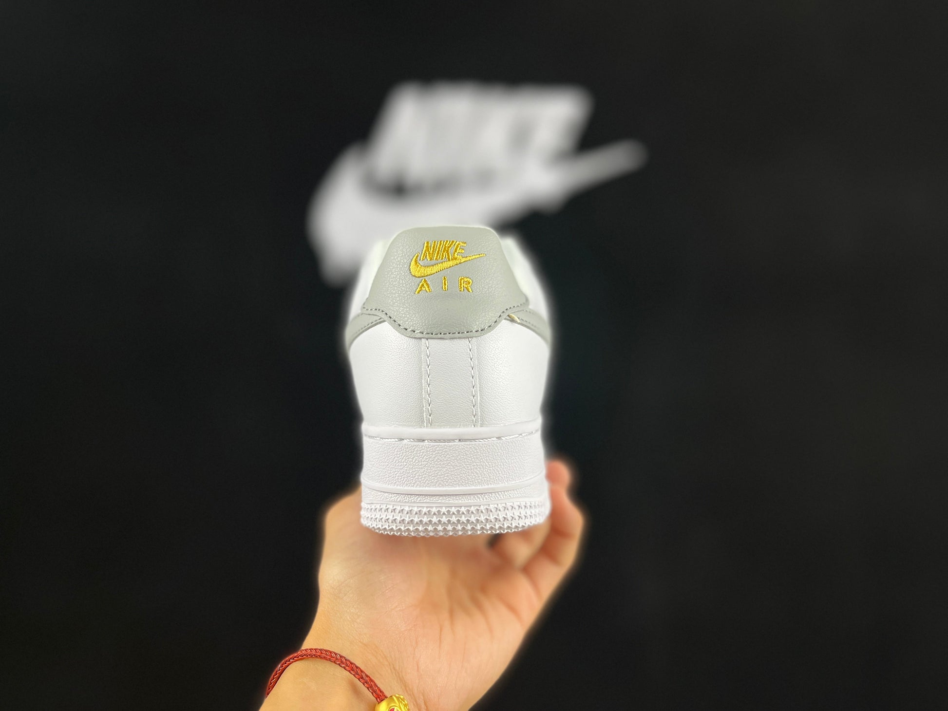 NIKE Air Force 1 'mini Swoosh - Grey' - White Unisex Streetwear Limited Edition - **Nike Air Force 1 'Mini Swoosh White/Grey'** The Nike Air Force 1 'Mini Swoosh White/Grey'