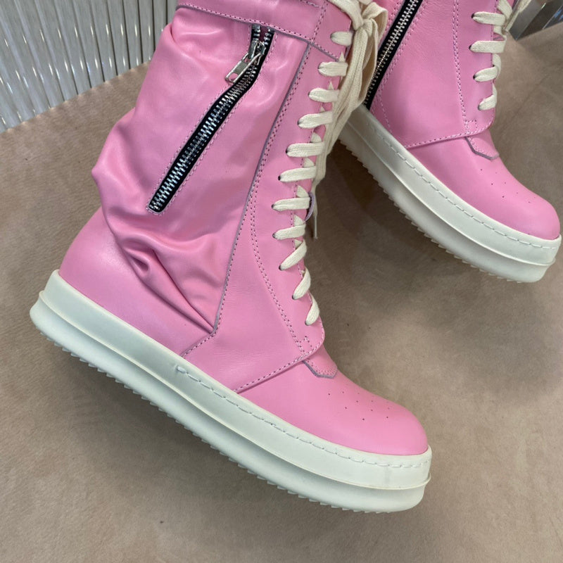 Rick Owens High-top Sneakers - And Cream - Pink Unisex Streetwear Limited Edition - ### Rick Owens High-Top Sneakers - Pink and Cream Introducing the Rick Owens High-Top Sneakers