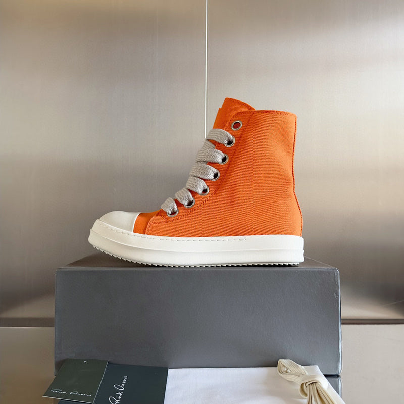 Rick Owens High-top Sneakers - Orange Unisex Streetwear Limited Edition - **Rick Owens Orange High-Top Sneakers: Vibrant Style Meets Premium Craftsmanship** Introducing the Rick Owens Orange