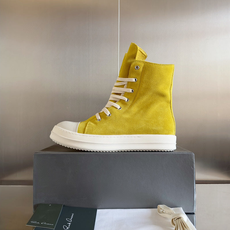 Rick Owens High-top Sneakers - Yellow Unisex Streetwear Limited Edition - **Rick Owens Yellow High-Top Sneakers: Vibrant Style Meets Premium Craftsmanship** Introducing the Rick Owens Yellow