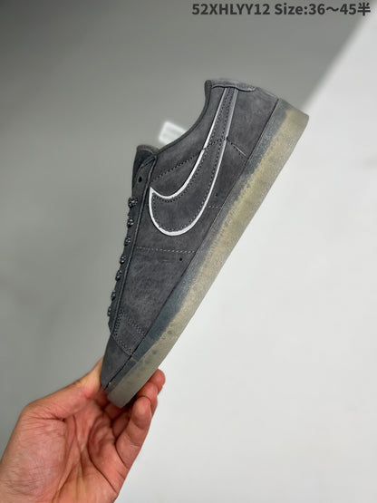 Nike Blazer Low - Reigning Champ2.0 - Red Unisex Streetwear Limited Edition - The Nike Blazer Low x Reigning Champ 2.0 in grey suede with a reflective 3M