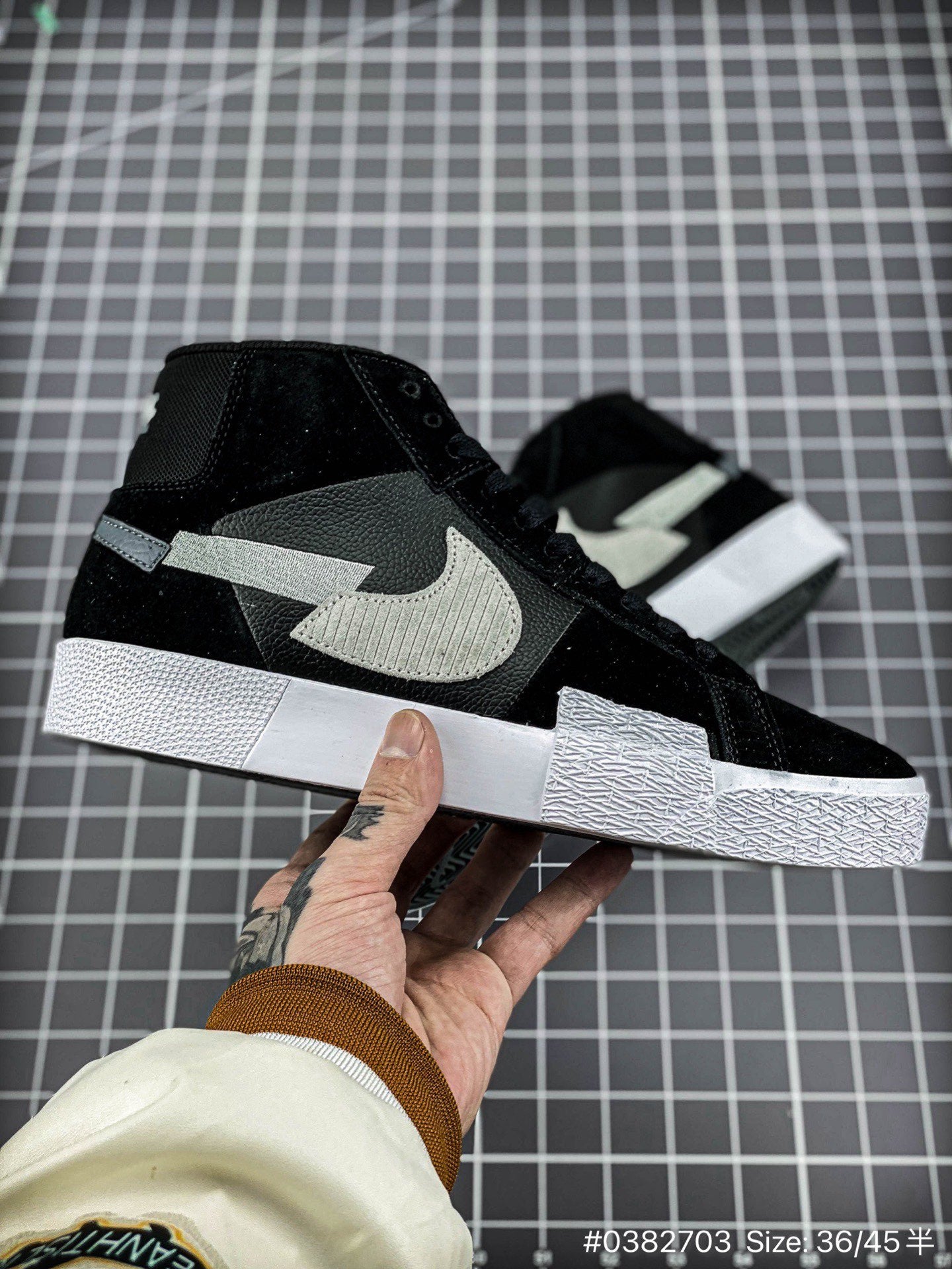 Nike Blazer Mid - Black Unisex Streetwear Limited Edition - The Nike Blazer Mid 'Broken Swoosh' in Black and Grey offers a sleek and modern
