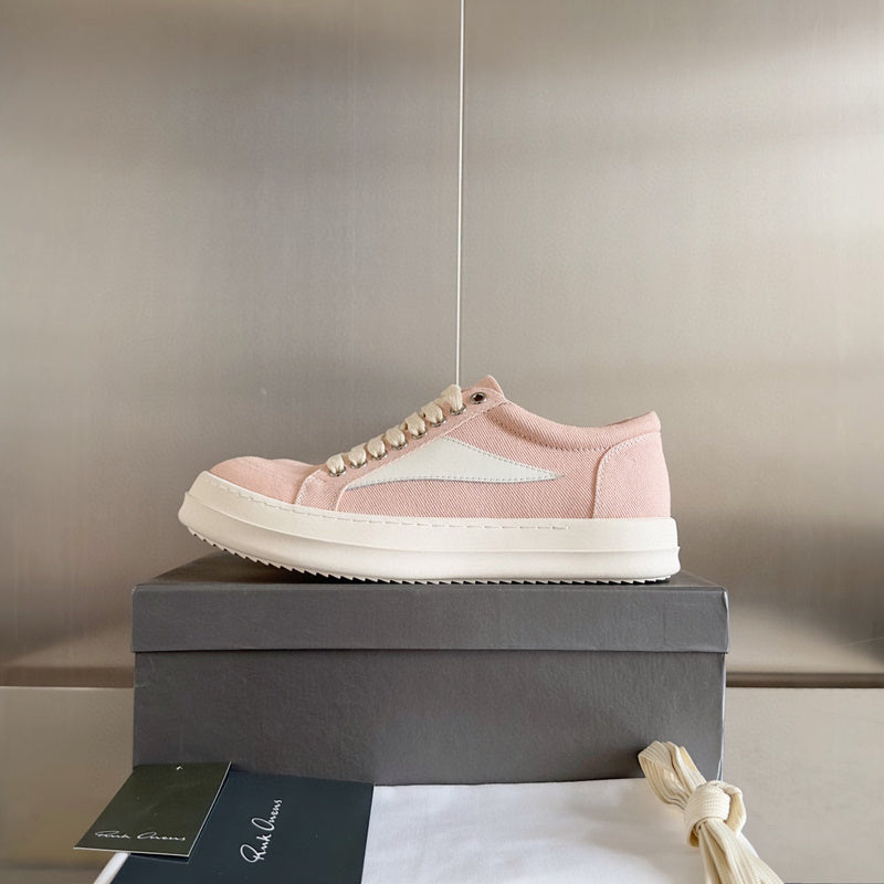 Rick Owens Canvas Low-top Sneakers - Pink Unisex Streetwear Limited Edition - **Rick Owens Pink Canvas Low-Top Sneakers: Soft Elegance and Superior Craftsmanship** Introducing the Rick Owens