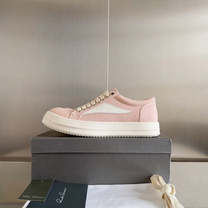 Rick Owens Canvas Low-top Sneakers - Pink Unisex Streetwear Limited Edition - **Rick Owens Pink Canvas Low-Top Sneakers: Soft Elegance and Superior Craftsmanship** Introducing the Rick Owens