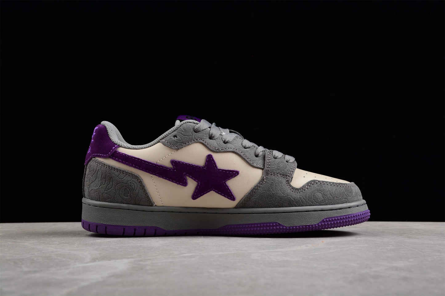 BAPE Sta Low-top Sneakers In Grey And - Purple Unisex Streetwear Limited Edition - **BAPE STA Low-Top Sneakers in Grey and Purple** Elevate your sneaker collection with the BAPE