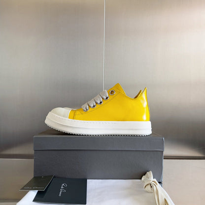 Rick Owens Low-top Sneakers - Yellow Unisex Streetwear Limited Edition - **Rick Owens Yellow Low-Top Sneakers: Bold Elegance and Superior Craftsmanship** Introducing the Rick Owens Yellow