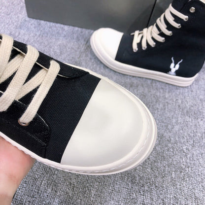 Rick Owens High-top Canvas Sneakers - Black Unisex Streetwear Limited Edition - **Rick Owens Black High-Top Canvas Sneakers** Elevate your footwear collection with the Rick Owens Black