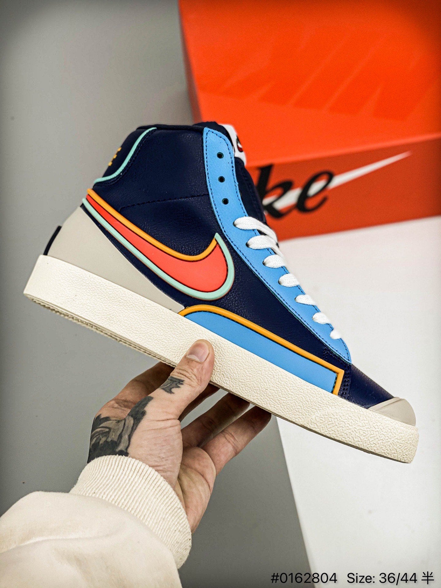 Nike Blazer Mid'1977 - White Unisex Streetwear Limited Edition - The Nike Blazer 1977 High Infinite in white and blue redefines the classic silhouette with