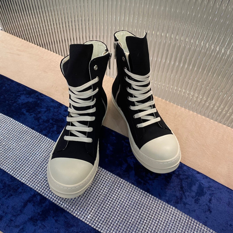 Rick Owens Canvas High-top Sneakers - And White - Black Unisex Streetwear Limited Edition - ### Rick Owens Canvas High-Top Sneakers - Black and White Introducing the Rick Owens Canvas