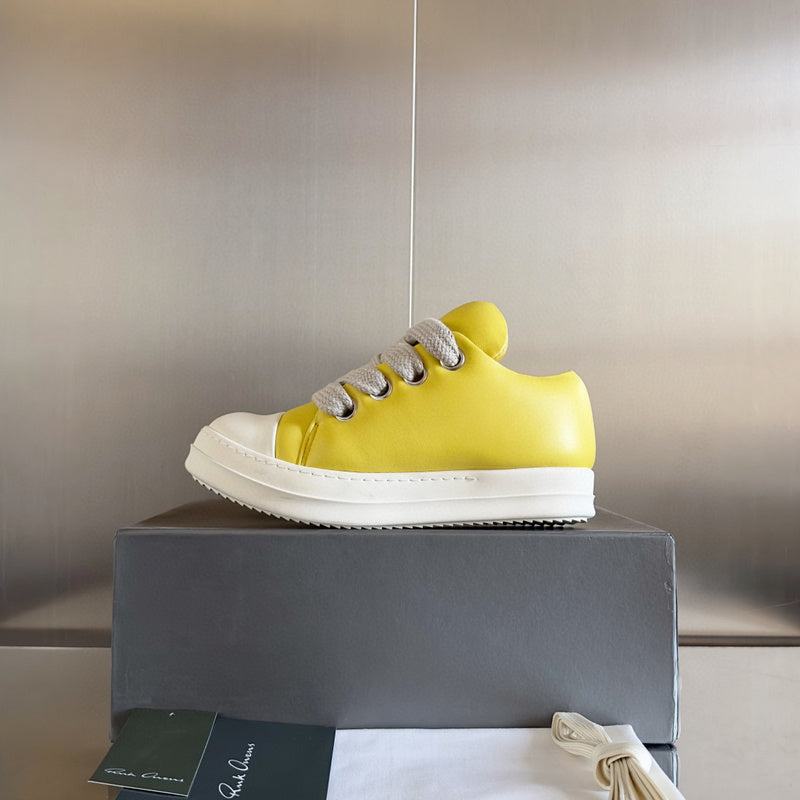 Rick Owens Low-top Sneakers - Yellow Unisex Streetwear Limited Edition - **Rick Owens Yellow Low-Top Sneakers: Bold Elegance and Superior Craftsmanship** Introducing the Rick Owens Yellow