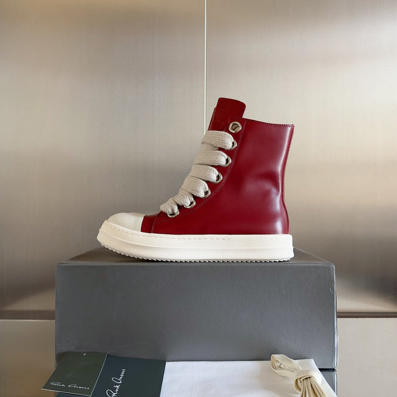 Rick Owens High-top Sneakers - Red Unisex Streetwear Limited Edition - **Rick Owens Red High-Top Sneakers: Bold Elegance and Premium Craftsmanship** Introducing the Rick Owens Red