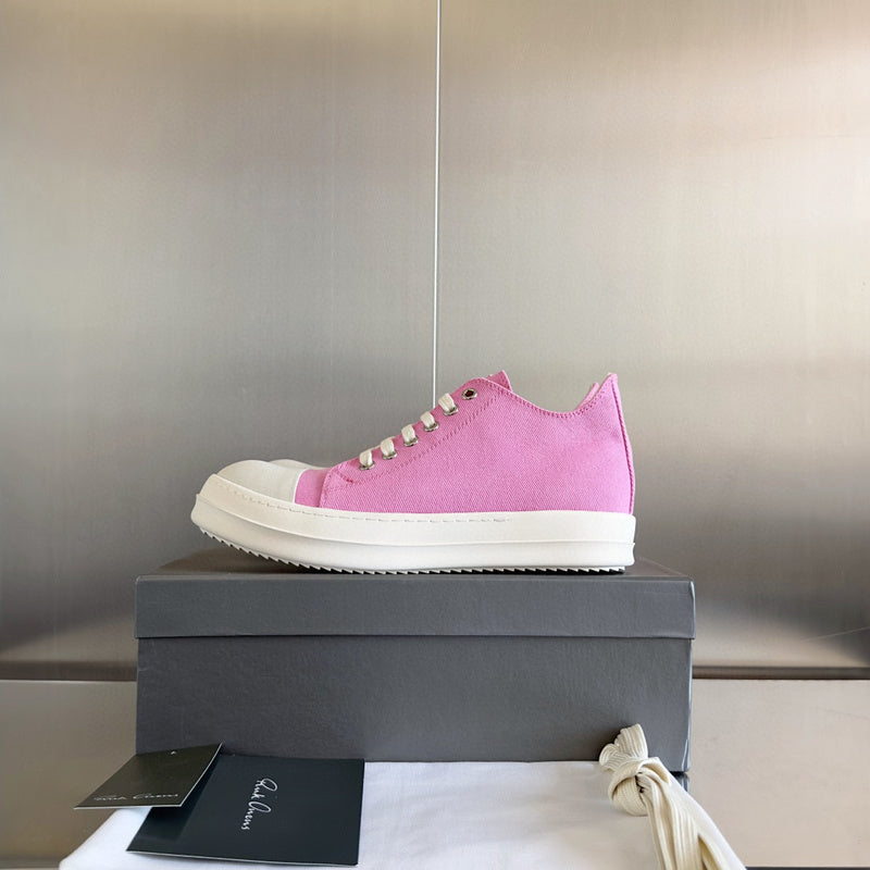 Rick Owens Low-top Sneakers - Pink Unisex Streetwear Limited Edition - **Rick Owens Pink Low-Top Sneakers: Playful Elegance and Modern Craftsmanship** Introducing the Rick Owens Pink