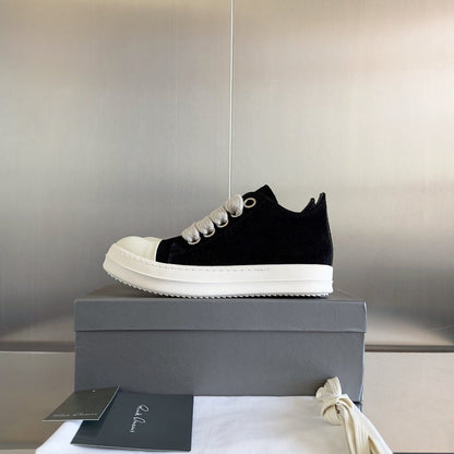 Rick Owens Suede Low-top Sneakers - Black Unisex Streetwear Limited Edition - **Rick Owens Black Low-Top Sneakers: Timeless Elegance and Modern Craftsmanship** Introducing the Rick Owens Black