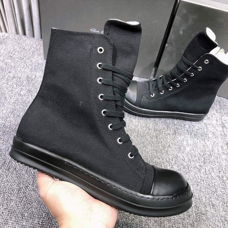 High-Top Canvas Sneakers - Black Unisex Streetwear Limited Edition - **High-Top Black Canvas Sneakers** Elevate your casual footwear collection with these high-top black canvas sneakers.