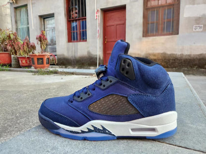 Jordan 5 Blue And - White Unisex Streetwear Limited Edition - Step into a world of sleek style and premium craftsmanship with the Air Jordan 5