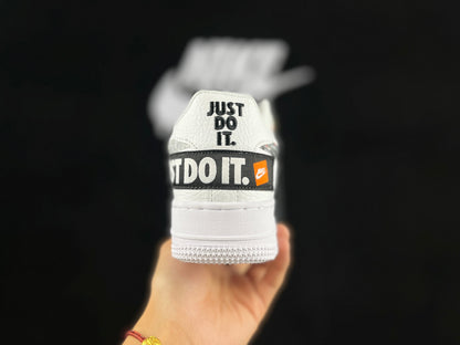 NIKE Air Force 1 Low 'just Do It' - Black Unisex Streetwear Limited Edition - **Nike Air Force 1 Low 'Just Do It'** The Nike Air Force 1 Low 'Just