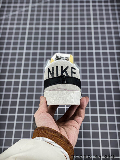 Nike Blazer Low'1977 Jumbo - Black Unisex Streetwear Limited Edition - The Nike Blazer Low '1977 Jumbo in Black, White, and Grey reinvents a classic with
