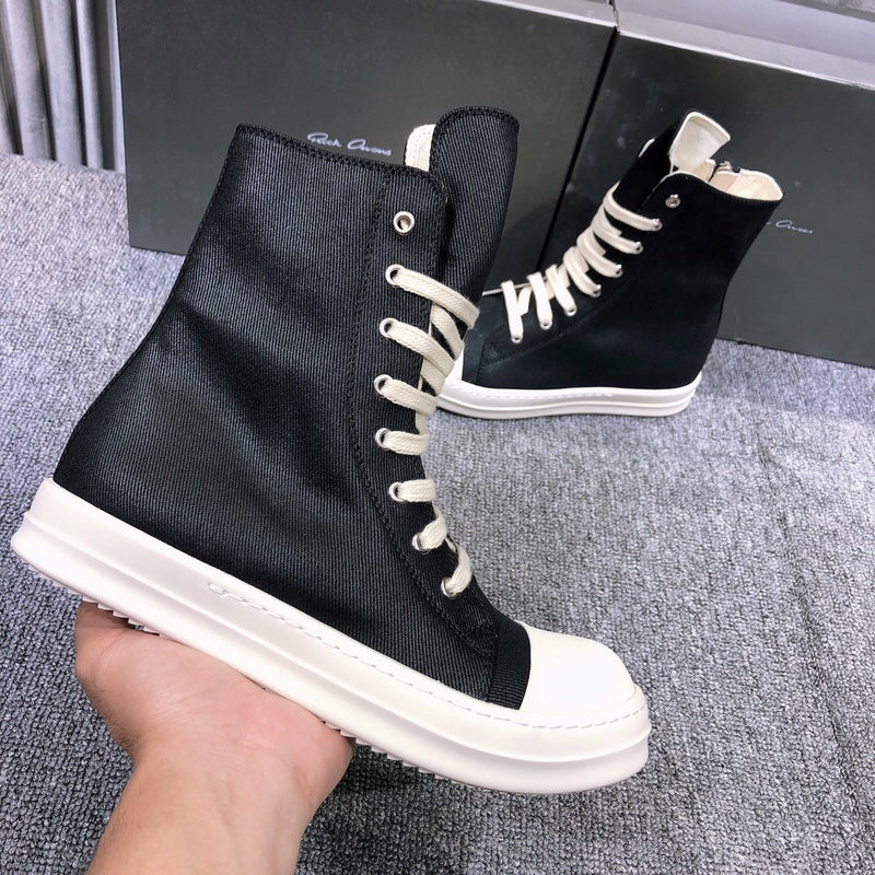 Rick Owens High-top Canvas Sneakers - Black Unisex Streetwear Limited Edition - **Rick Owens High-Top Canvas Sneakers** Step up your style game with these Rick Owens high-top