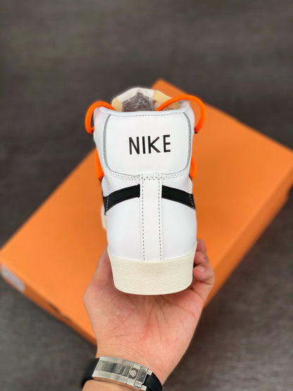 Nike Blazer Mid 1977 Vintage - Black Unisex Streetwear Limited Edition - The Nike Blazer Mid '1977 Vintage 'Smiley Lace-Up' in White and Black combines retro charm