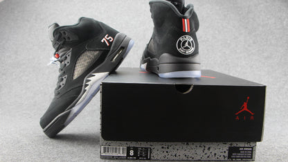 Jordan 5 Retro 'paris Saint-germain' - Black Unisex Streetwear Limited Edition - **Product Description: Air Jordan 5 Retro 'Paris Saint-Germain'** The Air Jordan 5 Retro 'Paris Saint-Germain'